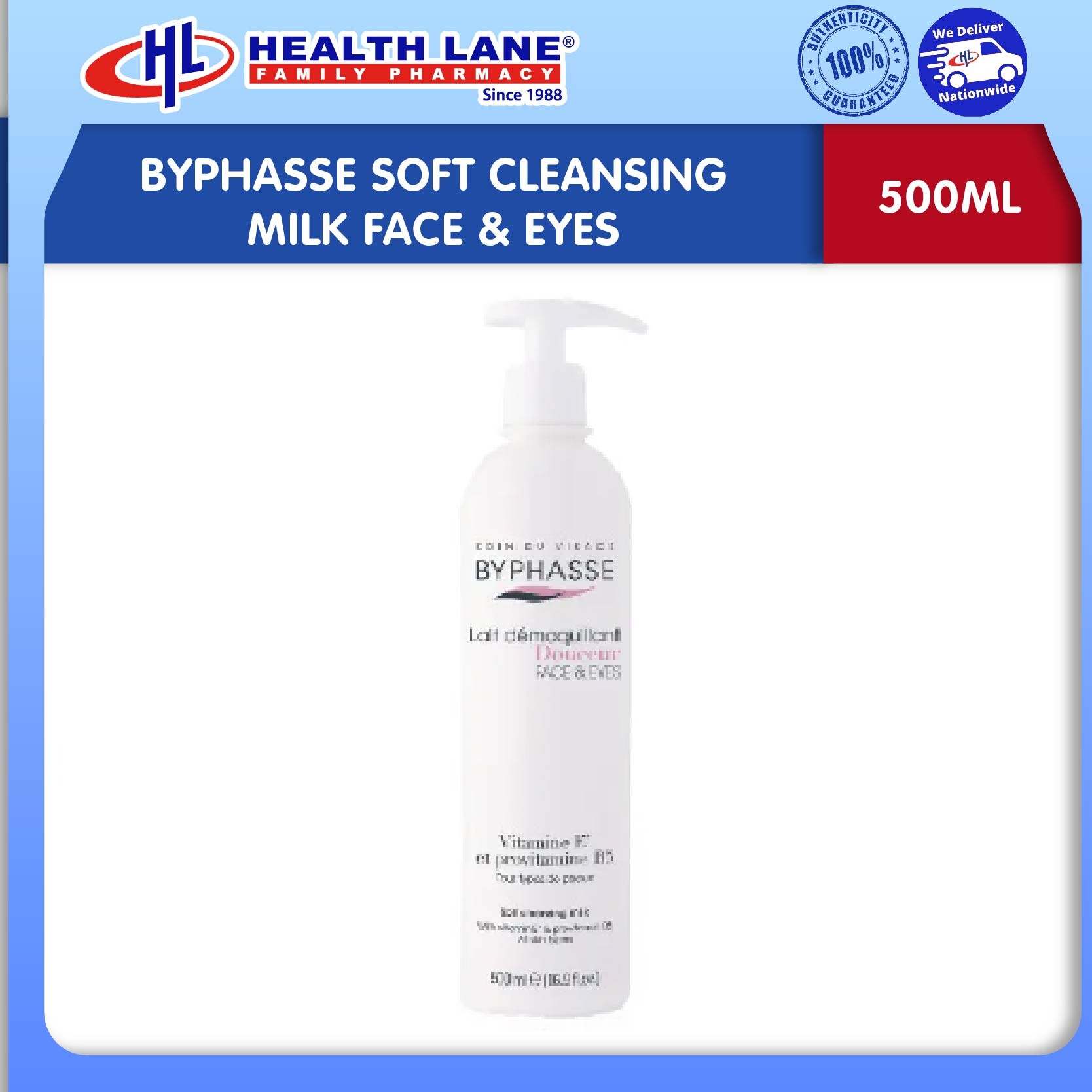 BYPHASSE SOFT CLEANSING MILK FACE & EYES (500ML)